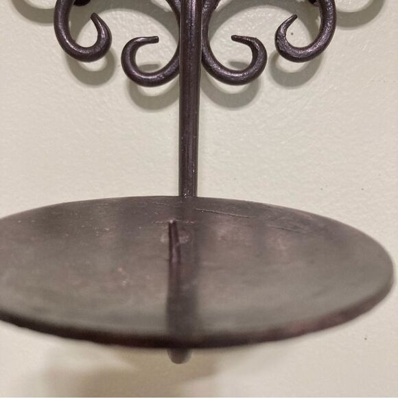 TREE OF LIFE Pair of Circle Candle Holder Wall Sconces 10 x 6.5 inches - Picture 7 of 12